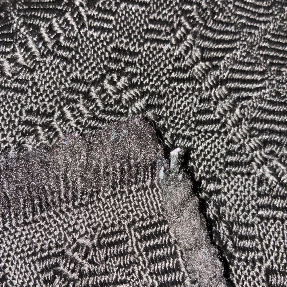 Vintage reversible, jacquard woven table throw 12” x 37” Stark black